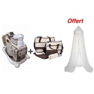 Baignoire Bébé Marron + Sac à Langer + Moustiquaire Bébé Multicolore Offert