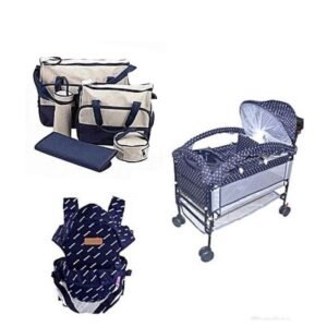 Berceau Bébé Inox + Porte Bébé Kangourou + Sac à Langer 4Pcs