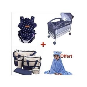 Berceau Bébé Inox + Porte Bébé Kangourou + Sac à Langer - Multicolore