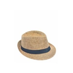 Chapeau Unisexe Fedora Détail Paille - Beige/Noir