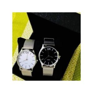 Coffret De Montre Duo Femme Et Homme En Inox - Fond Noir/Blanc - Argent