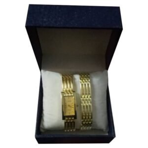 Coffret Montre Femme ( Montre + Bracelet ) - Fond Or