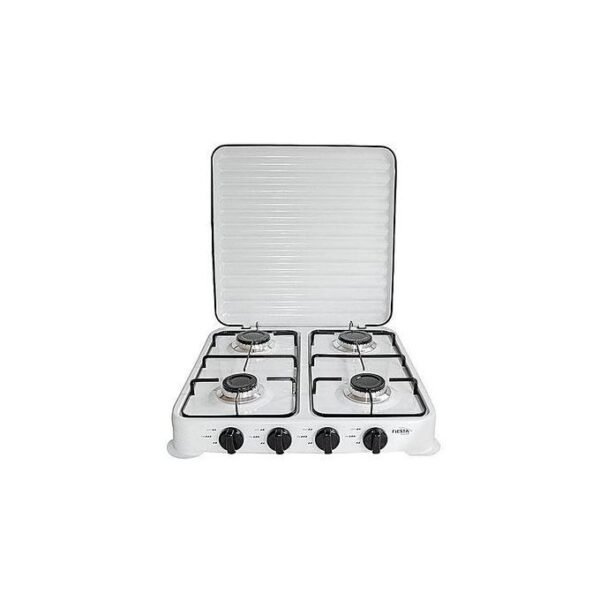 Cuisinière De Table - 4 Feux - Avec Couvercle Strié En Inox