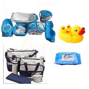 Ensemble Baignoire Et Accessoires + Sac A Langer 5 Pièces + Lingette + Jouets Canard