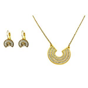 Ensemble Bijoux Dame - Chaîne Et Boucles D'Oreilles-Bij3c - Or Plaqué