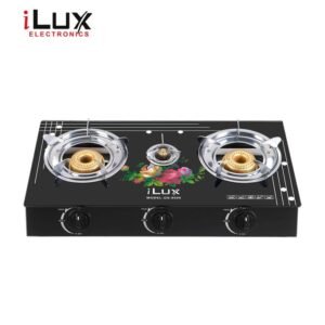 Ilux Cuisinière à Gaz - Allumage Automatique - Réchaud Vitré - GS-8500 - 3 Feux - Noir