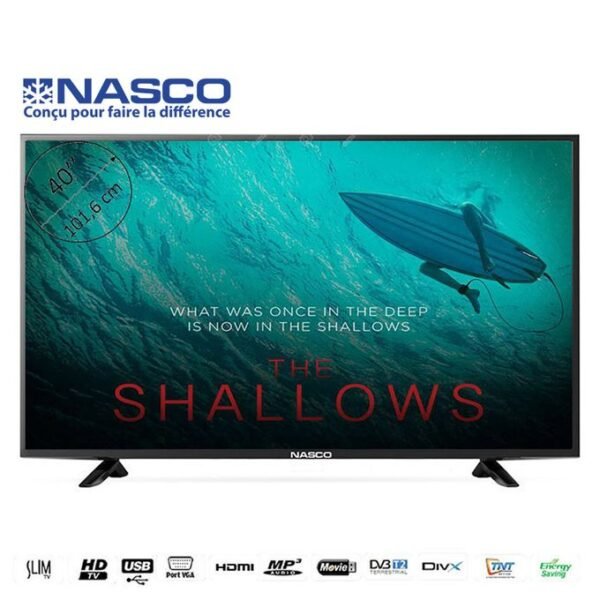 Nasco TV LED - 40 Pouces - HDMI/USB/VGA - Noir - Garantie 12 Mois Vente Flash