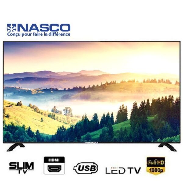 Nasco TV LED - 50 Pouces- Décodeur Intégré - HD - HDMI - USB - AV - 12 Mois de garanti