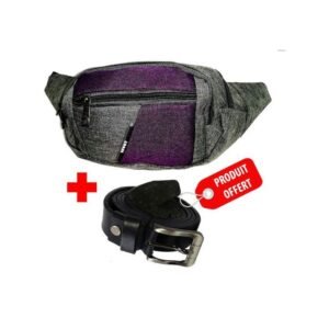 Sac Banane Taille Réglable + Ceinture Offerte-BAN-19- GRIS/MAUVE