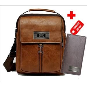 Sac En Bandoulière Homme Haute Qualité + Portefeuille Offert - SAC-SS - Marron