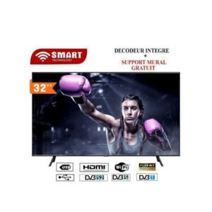 SMART TECHNOLOGY TV LED - 32 Pouces - Ultra Slim - Full Option - Decodeur Intégré -Noir