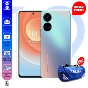 Tecno Camon 19 Pro – 6,8" – 8Go – 256Go - Quad Caméra 64+8+2+2 Mpx / 48 Mpx Selfie- 5000 MAH – Bleu + Gadget Offert - 12+1 Mois Garantie