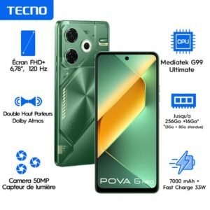 Tecno Pova Neo 6 - 6.78" - 50 Mp - (8 + 8)/256Go - 7000mAh - Vert - 12 Mois De Garantie